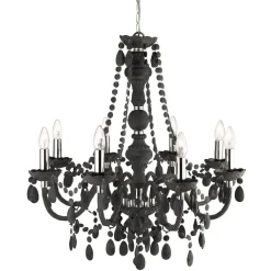 Searchlight Kronleuchter Grau Ø 74 cm Glas Kristall 8x E14< Glaslampen|Kronleuchter