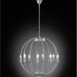 WOFI Kronleuchter Grau rund Ø 55 cm Metall 8x E14< Hängelampen|Esszimmer Lampen