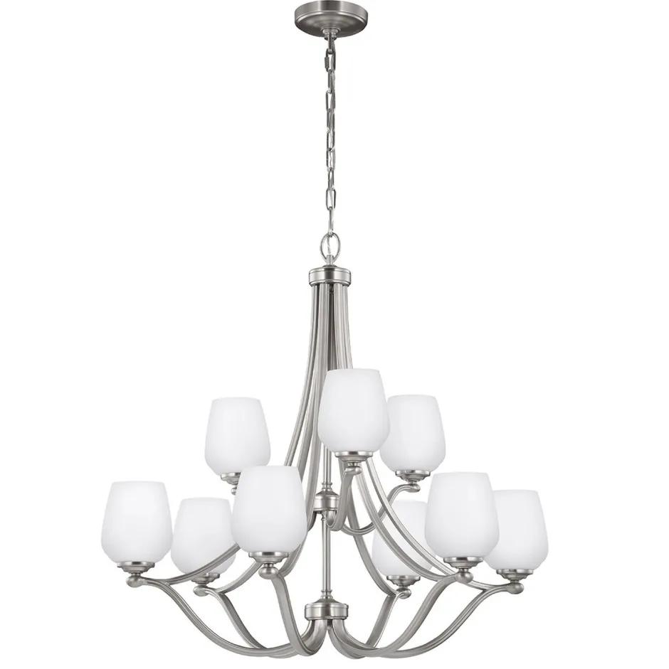 Hängelampen|Esszimmer Lampen*Elstead Kronleuchter groß Glas Schirm Metall Weiß Nickel XISTA