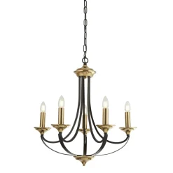 Hängelampen|Esszimmer Lampen*Searchlight Kronleuchter in Bronze Ø 58 cm 5-flammig E14 Metall