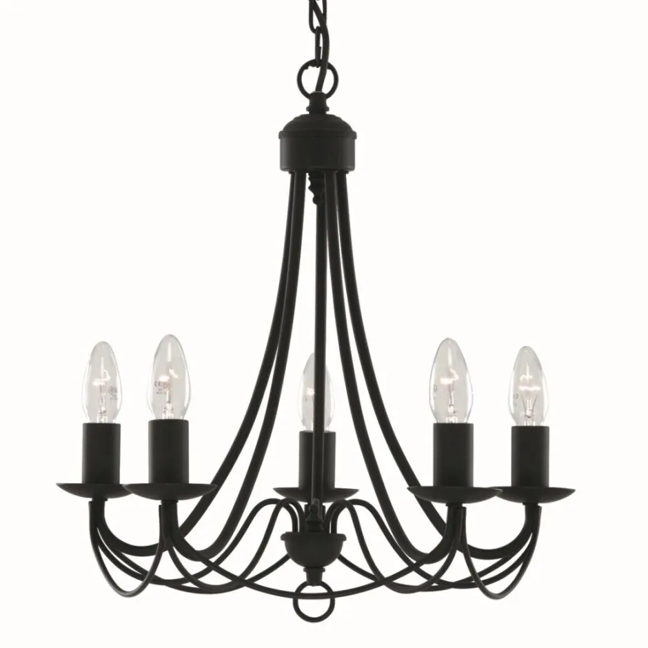 Hängelampen|Kronleuchter*Searchlight Kronleuchter in matt Schwarz 5-flmg.