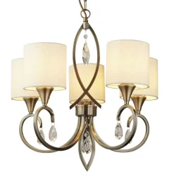 Wohnzimmerlampen|Glaslampen*Searchlight Kronleuchter in Messing Antik Natur 5-flammig E14 Ø 52 cm