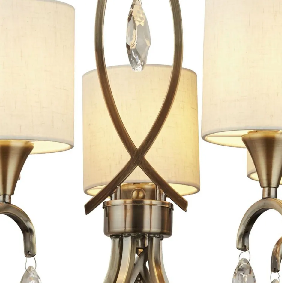 Wohnzimmerlampen|Glaslampen*Searchlight Kronleuchter in Messing Antik Natur 5-flammig E14 Ø 52 cm