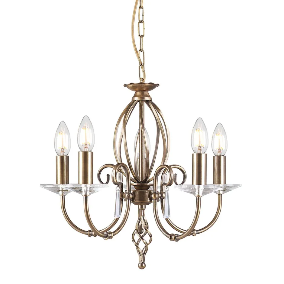 Elstead Kronleuchter in Messing antik mit Kristall Esstisch< Hängelampen|Esszimmer Lampen