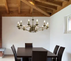 Searchlight Kronleuchter in Messing Antik E14 Metall 12-flammig Ø 88 cm< Wohnzimmerlampen|Rustikale Lampen