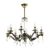 Deckenleuchten|Kristalllampen*Jupiter Kronleuchter in Messing antik Kristall 8xE14 TERRI