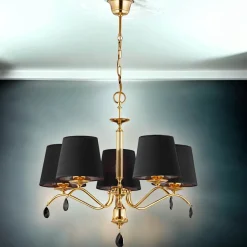 Hängelampen|Kronleuchter*Jupiter Kronleuchter in Messing Schwarz E27 dekorativ