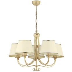 Hängelampen|Esszimmer Lampen*Jupiter Kronleuchter in Shabby Gold Weiß BERTHA Esstisch