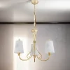 Glaslampen|Shabby Chic Lampen*Jupiter Kronleuchter in Shabby Gold Weiß Glas ENANIA Lampe