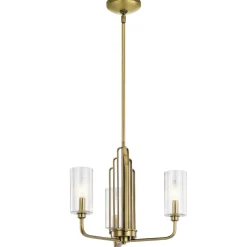 Hängelampen|Jugendstil Lampen*Elstead Kronleuchter Jugendstil 45,9 cm breit 3-flammig E14 in Messing