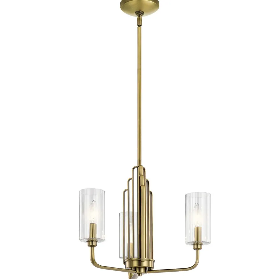 Hängelampen|Jugendstil Lampen*Elstead Kronleuchter Jugendstil 45,9 cm breit 3-flammig E14 in Messing