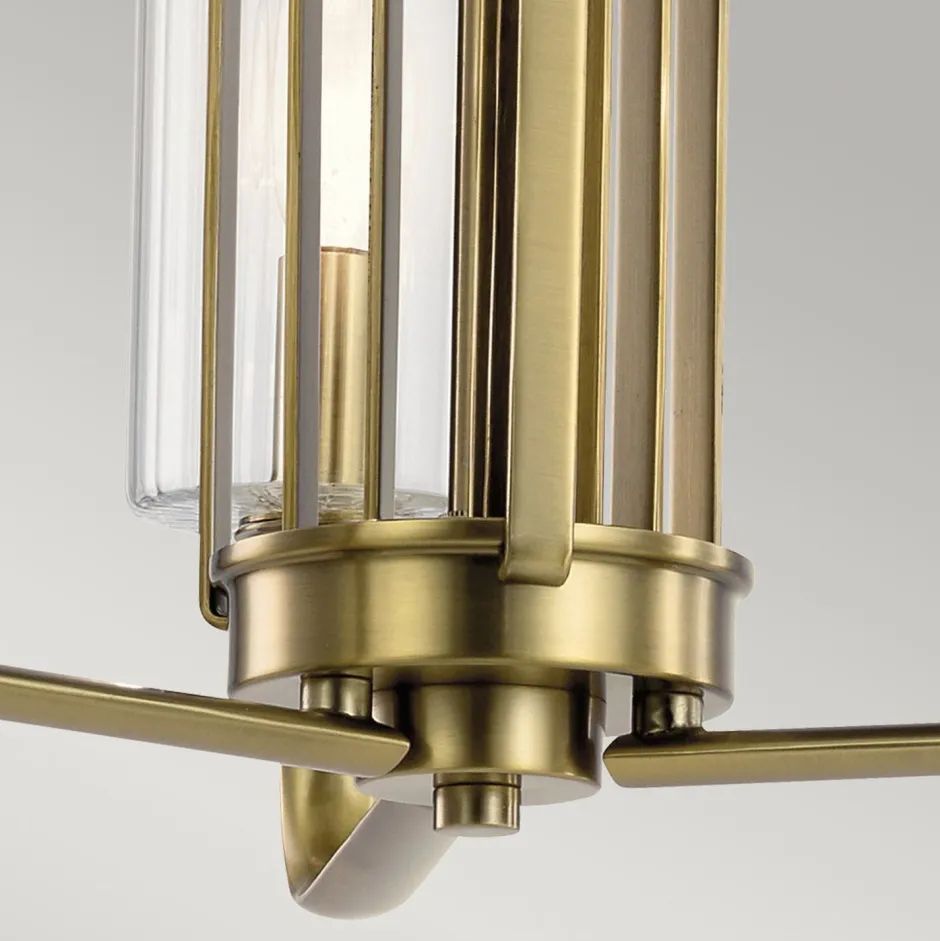 Hängelampen|Jugendstil Lampen*Elstead Kronleuchter Jugendstil 45,9 cm breit 3-flammig E14 in Messing