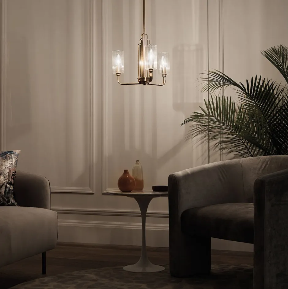 Hängelampen|Jugendstil Lampen*Elstead Kronleuchter Jugendstil 45,9 cm breit 3-flammig E14 in Messing