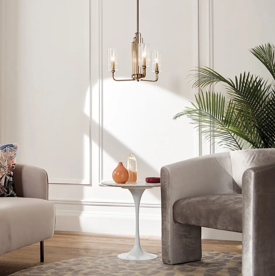 Hängelampen|Jugendstil Lampen*Elstead Kronleuchter Jugendstil 45,9 cm breit 3-flammig E14 in Messing