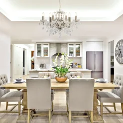 Searchlight Kronleuchter Kristall Ø 70 cm Messing Antik 6-flammig E14< Wohnzimmerlampen|Esszimmer Lampen