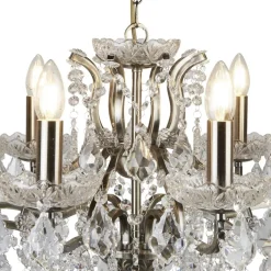 Searchlight Kronleuchter Kristall Ø 70 cm in Messing Antik 8x E14< Wohnzimmerlampen|Esszimmer Lampen