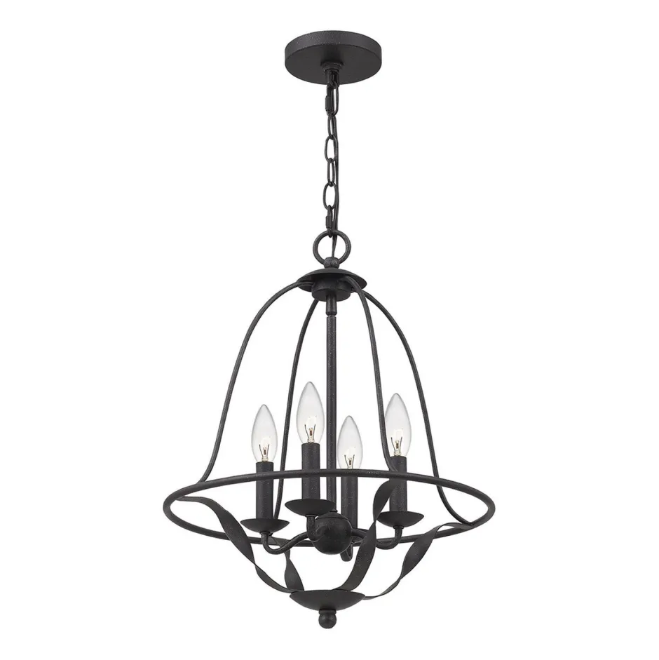 Elstead Kronleuchter Landhaus Rustikal Ø 40,5 cm Shabby Grau 4x E14< Wohnzimmerlampen|Esszimmer Lampen