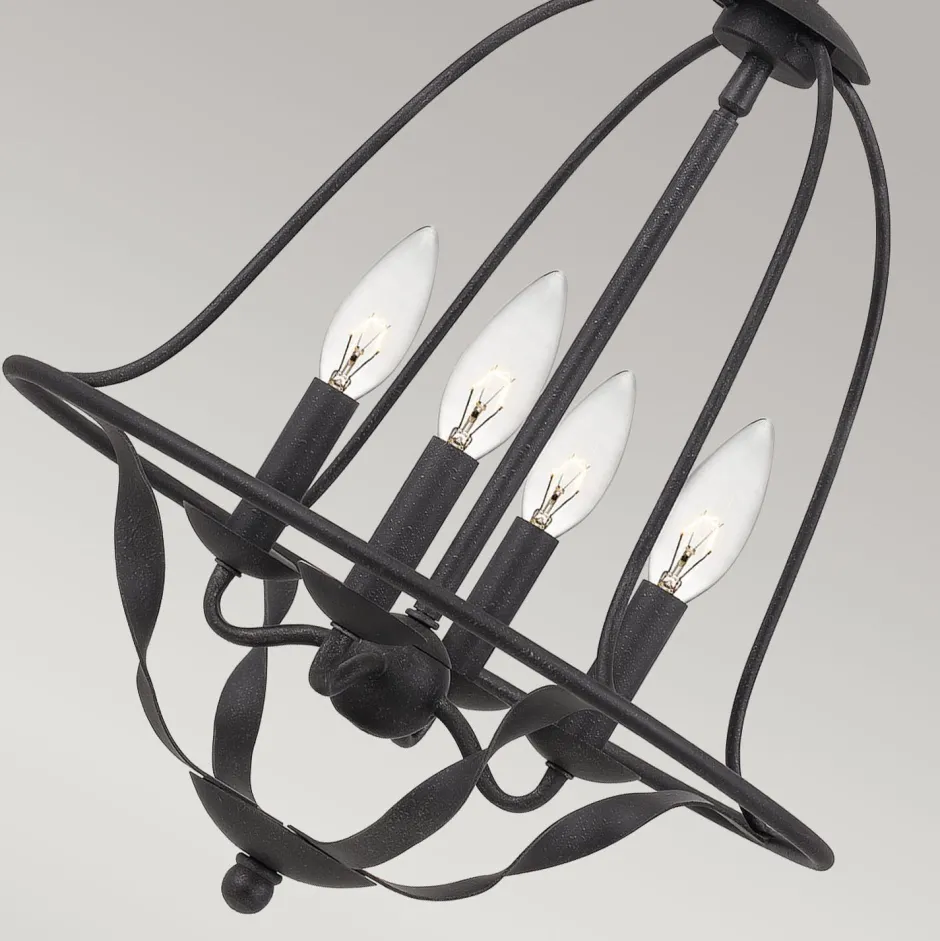 Elstead Kronleuchter Landhaus Rustikal Ø 40,5 cm Shabby Grau 4x E14< Wohnzimmerlampen|Esszimmer Lampen