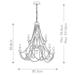 Hängelampen|Schlafzimmer Lampen*Elstead Kronleuchter Landhaus Shabby B: 81,3 cm H: max. 311 cm Grau