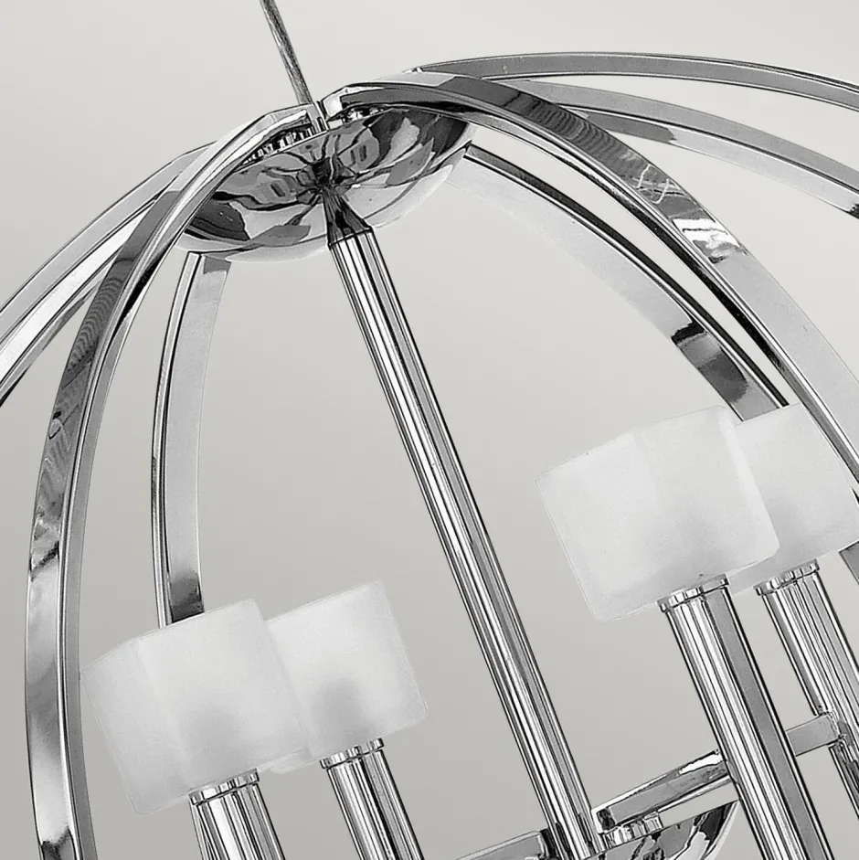 Wohnzimmerlampen|Esszimmer Lampen*Elstead Kronleuchter LED G9 rund D: 71,3 cm Metall Glas in Chrom Weiß