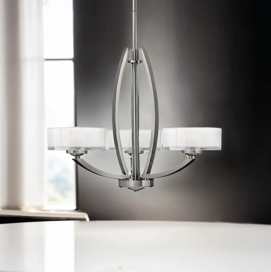 Elstead Kronleuchter LOU Nickel Weiß 3xE27 Esstisch Lampe< Hängelampen|Esszimmer Lampen