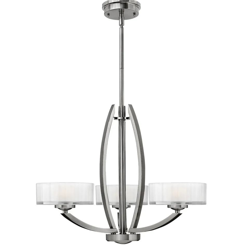 Elstead Kronleuchter LOU Nickel Weiß 3xE27 Esstisch Lampe< Hängelampen|Esszimmer Lampen