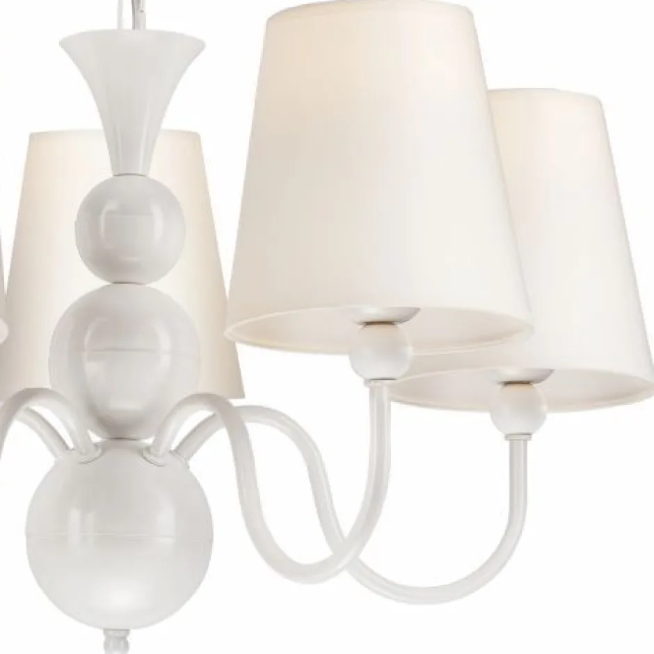 Hängelampen|Esszimmer Lampen*Lamkur Kronleuchter MADISYN Weiß Stoff 5-flmg Esszimmer