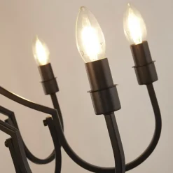 Hängelampen|Wohnzimmerlampen*Searchlight Kronleuchter Metall Ø 75 cm 8-flammig E14 Schwarz Rustikal