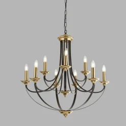 Searchlight Kronleuchter Metall Ø 78 cm 9-flammig E14 in Bronze JORGE< Hängelampen|Wohnzimmerlampen