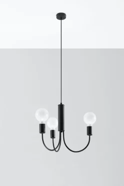 Sollux Kronleuchter Metall Ø 45 cm 3-flammig Retro Schwarz< Wohnzimmerlampen|Esszimmer Lampen