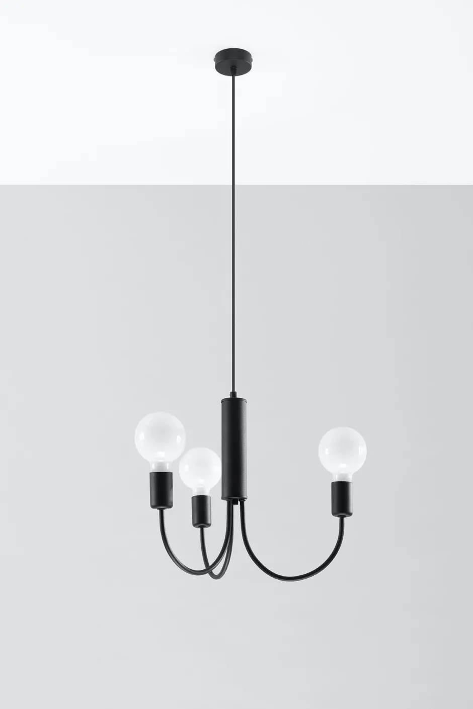 Sollux Kronleuchter Metall Ø 45 cm 3-flammig Retro Schwarz< Wohnzimmerlampen|Esszimmer Lampen