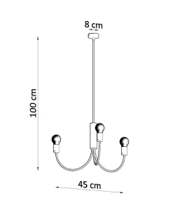 Sollux Kronleuchter Metall Ø 45 cm 3-flammig Retro Schwarz< Wohnzimmerlampen|Esszimmer Lampen
