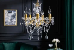 Invicta Interior Kronleuchter Metall Acryl Kerzen 5-flammig E14< Hängelampen|Kronleuchter