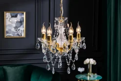 Invicta Interior Kronleuchter Metall Acryl Kerzen 5-flammig E14< Hängelampen|Kronleuchter