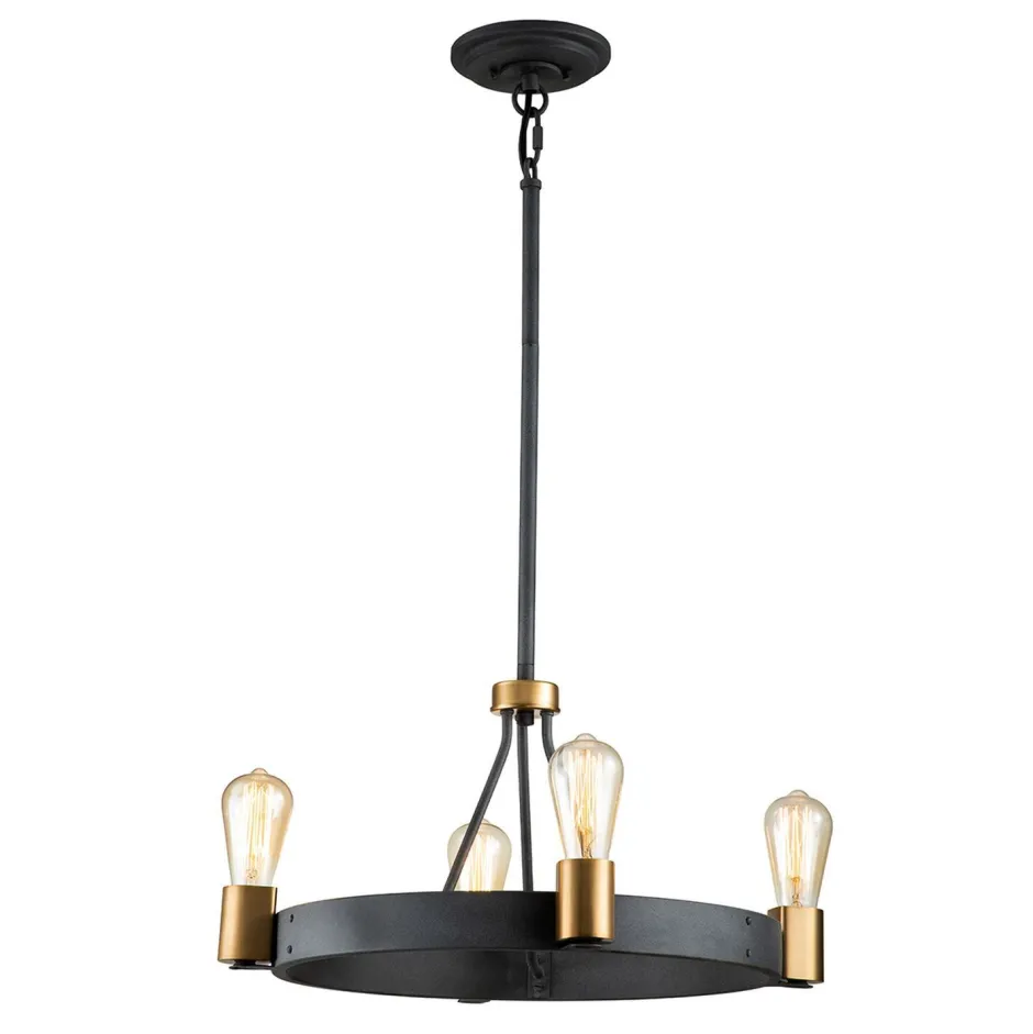 Hängelampen|Schlafzimmer Lampen*Elstead Kronleuchter Metall E27 rund Ø 54,9 cm in Zink Messing antik