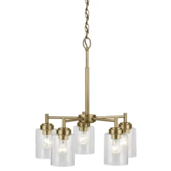 Elstead Kronleuchter Metall Glas 50,2 cm breit H: max. 144,4 cm< Hängelampen|Wohnzimmerlampen