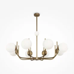 Deckenleuchten|Esszimmer Lampen*Maytoni Kronleuchter Metall Glas 103 cm breit in Messing Weiß