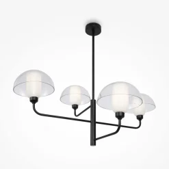 Deckenleuchten|Esszimmer Lampen*Maytoni Kronleuchter Metall Glas E14 90,6 cm breit Schwarz Weiß
