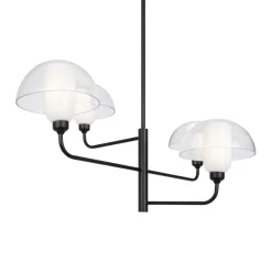 Deckenleuchten|Esszimmer Lampen*Maytoni Kronleuchter Metall Glas E14 90,6 cm breit Schwarz Weiß