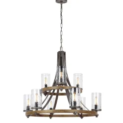 Wohnzimmerlampen|Esszimmer Lampen*Elstead Kronleuchter Metall Glas E27 Ø 82,9 cm groß Rustikal