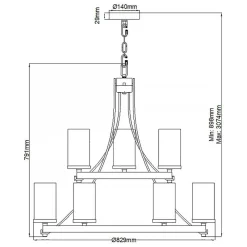 Wohnzimmerlampen|Esszimmer Lampen*Elstead Kronleuchter Metall Glas E27 Ø 82,9 cm groß Rustikal