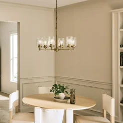 Hängelampen|Wohnzimmerlampen*Elstead Kronleuchter Metall Glas B: 66 cm H: max. 145,2 cm 6x E27