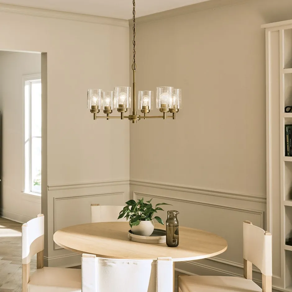 Hängelampen|Wohnzimmerlampen*Elstead Kronleuchter Metall Glas B: 66 cm H: max. 145,2 cm 6x E27