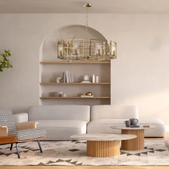 Hängelampen|Esszimmer Lampen*Maytoni Kronleuchter Metall Glas D: 87,5 cm rund in Gold E14