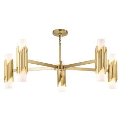 Elstead Kronleuchter Metall Glas E14 B: 106,7 cm in Messing antik Weiß< Hängelampen|Wohnzimmerlampen