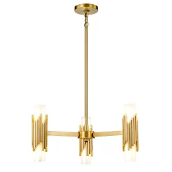 Hängelampen|Wohnzimmerlampen*Elstead Kronleuchter Metall Glas B: 66 cm H: max. 141,4 cm 6x E14