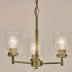 Hängelampen|Wohnzimmerlampen*Elstead Kronleuchter Metall Glas 45,8 cm breit H: max. 140,3 cm