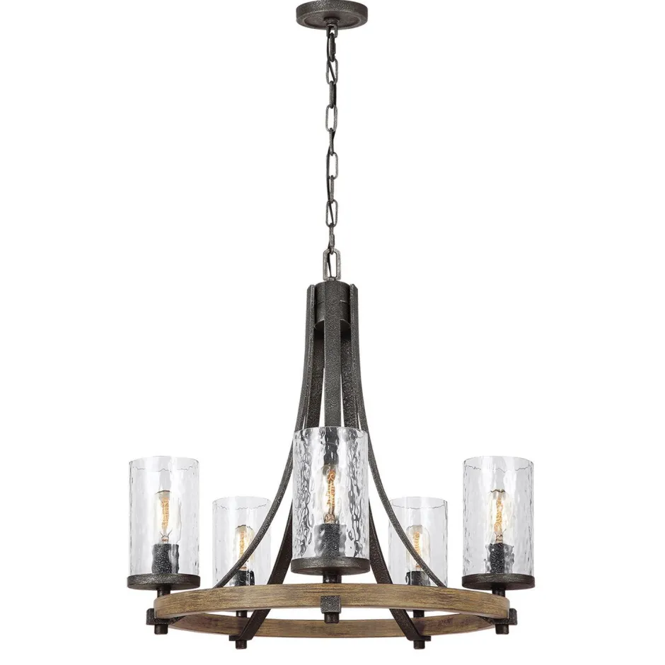 Hängelampen|Esszimmer Lampen*Elstead Kronleuchter Metall Glas D: 61 cm rund Rustikal