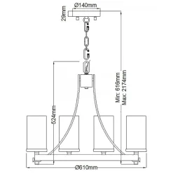 Hängelampen|Esszimmer Lampen*Elstead Kronleuchter Metall Glas D: 61 cm rund Rustikal