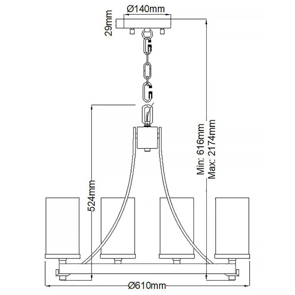 Hängelampen|Esszimmer Lampen*Elstead Kronleuchter Metall Glas D: 61 cm rund Rustikal